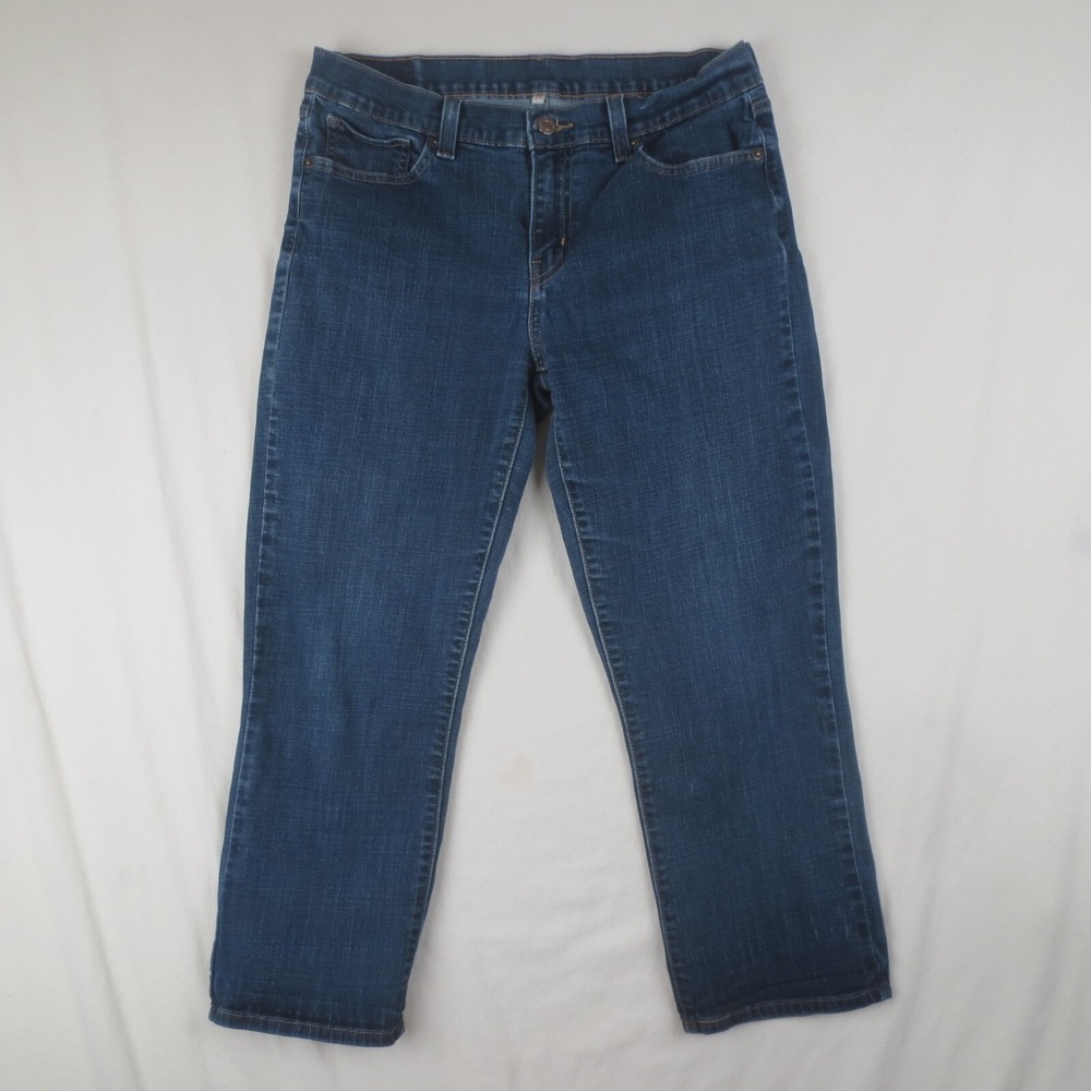 Levis Classic Cuffed Capris Jeans Womens 29 Dark Blue Cropped Stretch‎ 31x23